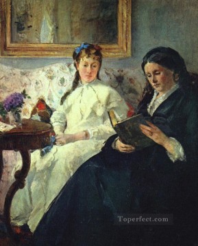 芸術家「講義」印象派ベルト・モリゾの母と妹 Oil Paintings